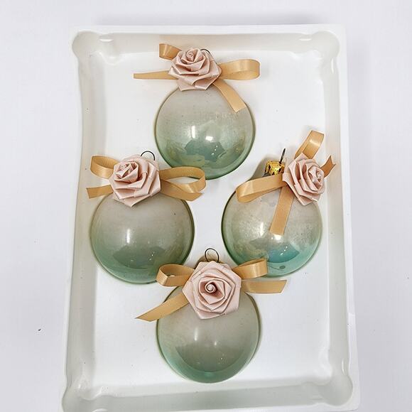 Rauch Victoria Collection Vintage Ball and Ribbon Flower Christmas Ornaments EUC - Picture 2 of 10